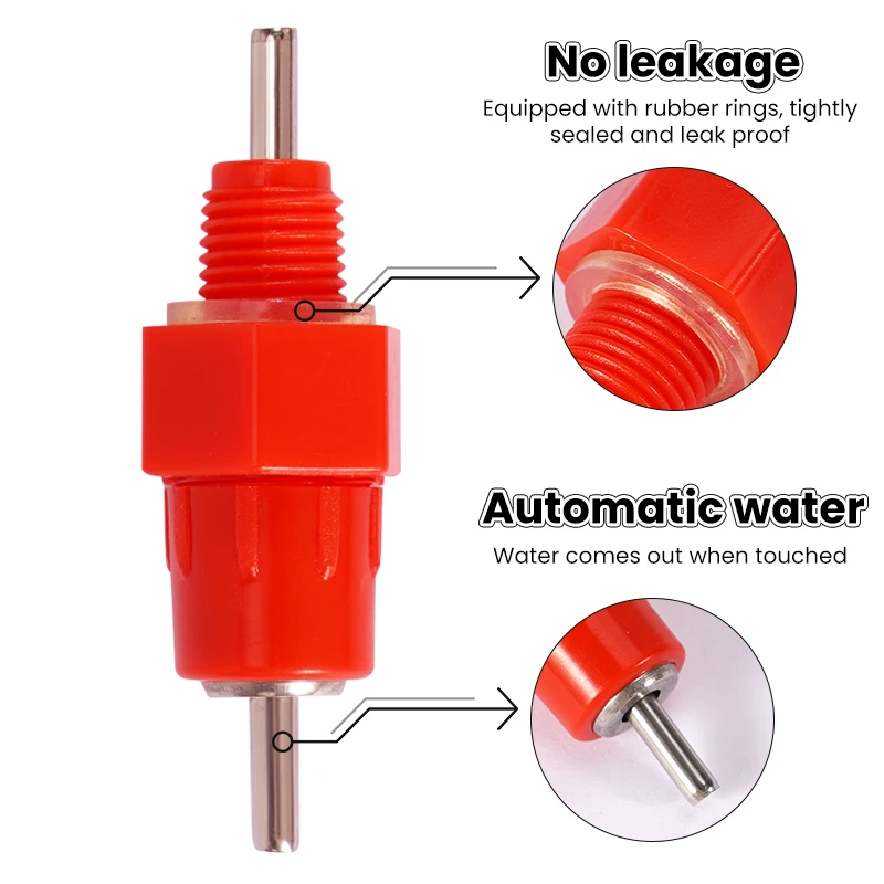 5 Juegos de tetinas de agua para pollos/accesorios en T de PVC de 1/2 ", Kit de bebederos para aves de corral completamente automático, bebedero de agua para pollos, paquete de 10 - imagen 4