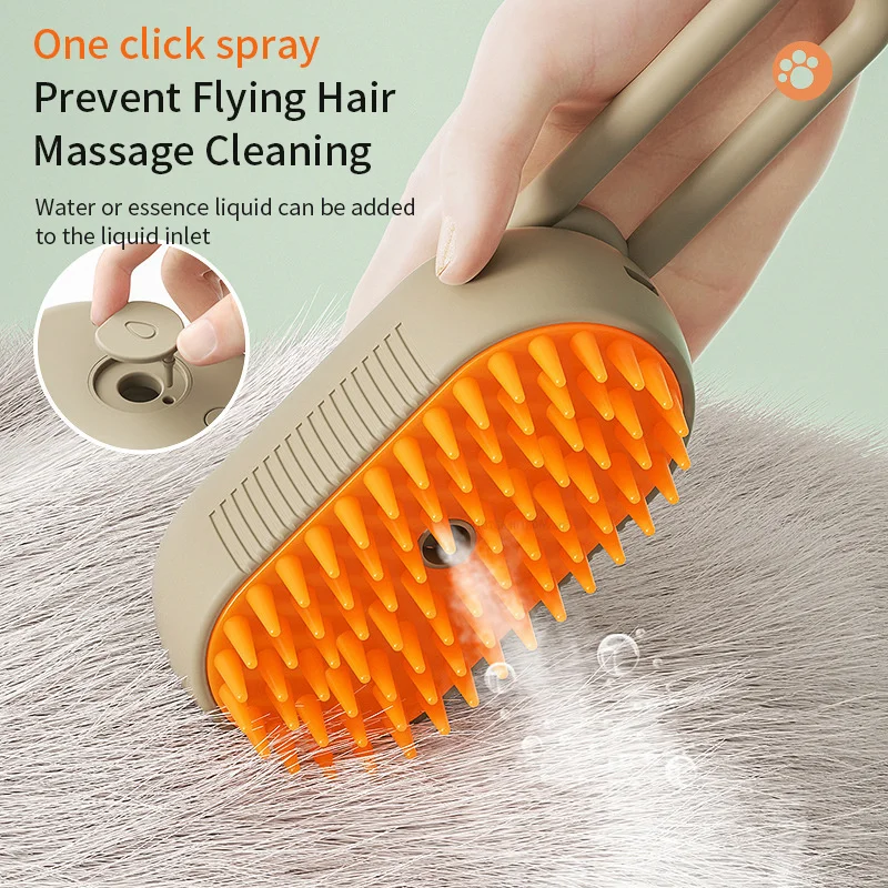 Cepillo de vapor para mascotas, limpieza de perros y gatos, masaje en aerosol vapor, peine de belleza 3 en 1, suministros de aseo para depilación, accesorios para mascotas