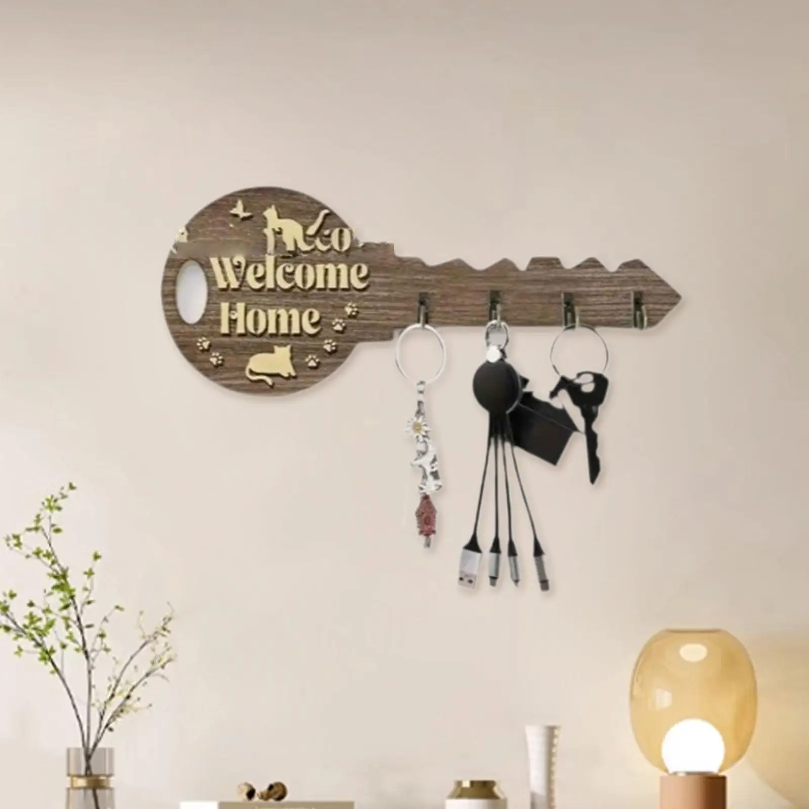 Wooden Wall Key Holder Wall Mounting Decorative Wood Key Hanger Key Rack Entryway Organizer for Office Doorway Hallway Entryway