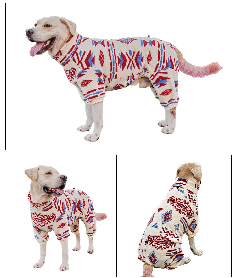 Pijamas para perros M-5XL para perros pequeños, medianos y grandes, mono de lana suave con cuello alto para perros, ropa gruesa y cálida para perros de invierno - imagen 4