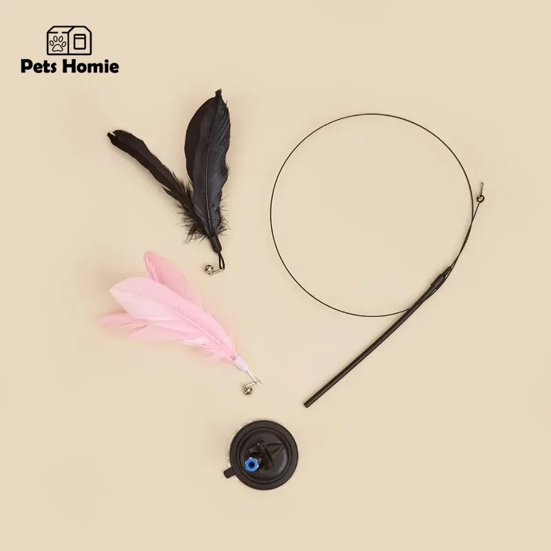 Juguetes divertidos para gatos, varita de plumas, juguete interactivo para gatitos con ventosa fuerte, reemplazos de plumas desmontables, suministros para gatos - imagen 5