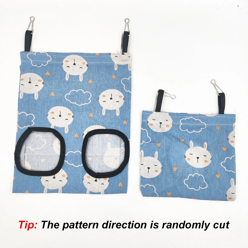 Bolsa de heno para conejos con estampado aleatorio, 1/2/3 agujeros, bolsa colgante, bolsa alimentadora para animales pequeños, jaula para conejillos de indias, bolsa alimentadora colgante, 1 ud. - imagen 4