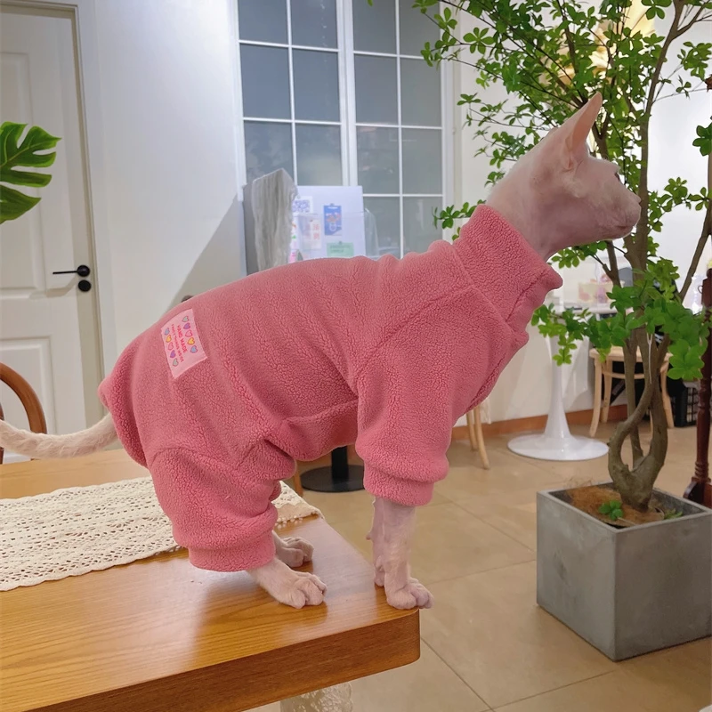 Abrigo polar para gato Sphynx, sudadera cálida, mono de 4 patas para gatitos, perros, ropa de descanso suave para hombre, suéter Devon Rex - imagen 2