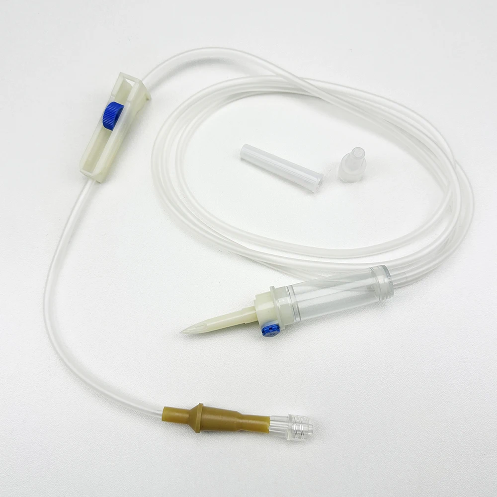 Juego de infusión de animales desechable, manguera de infusión de boca recta con boca de tornillo, tubo de infusión extendido de inyección por goteo de animales