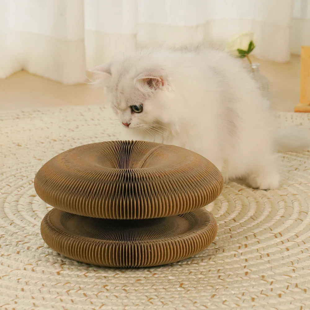 HOOPET-tablero de rascado para gato, órgano mágico, resistente al desgaste, tablero de rascado de panal corrugado con campana, juguete interactivo para gato - imagen 3