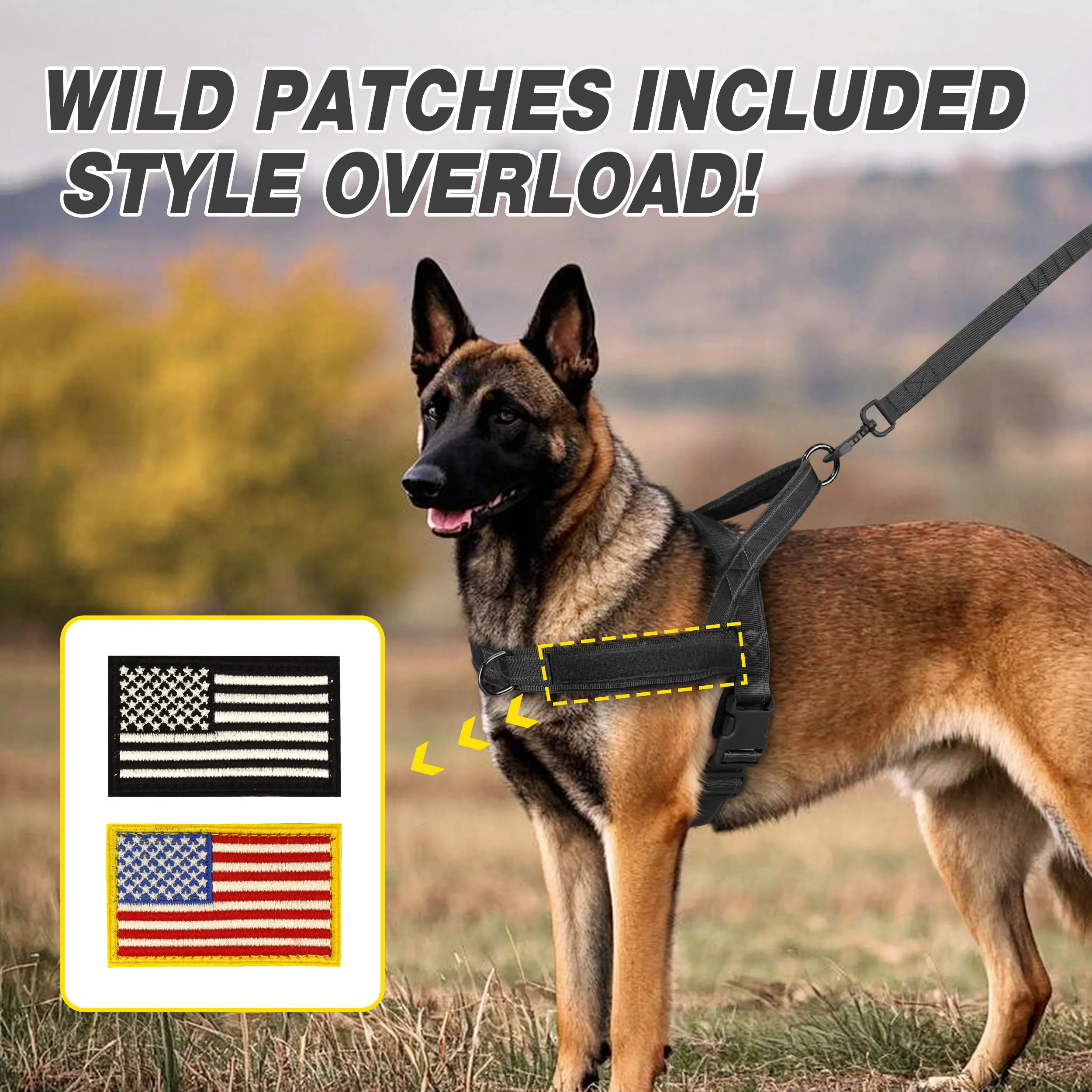 Arnés de perro acolchado de piel suave, arnés de entrenamiento táctico reflectante para perros, sin tirones con mango, bandera gratis, regalo para perros medianos y grandes - imagen 4