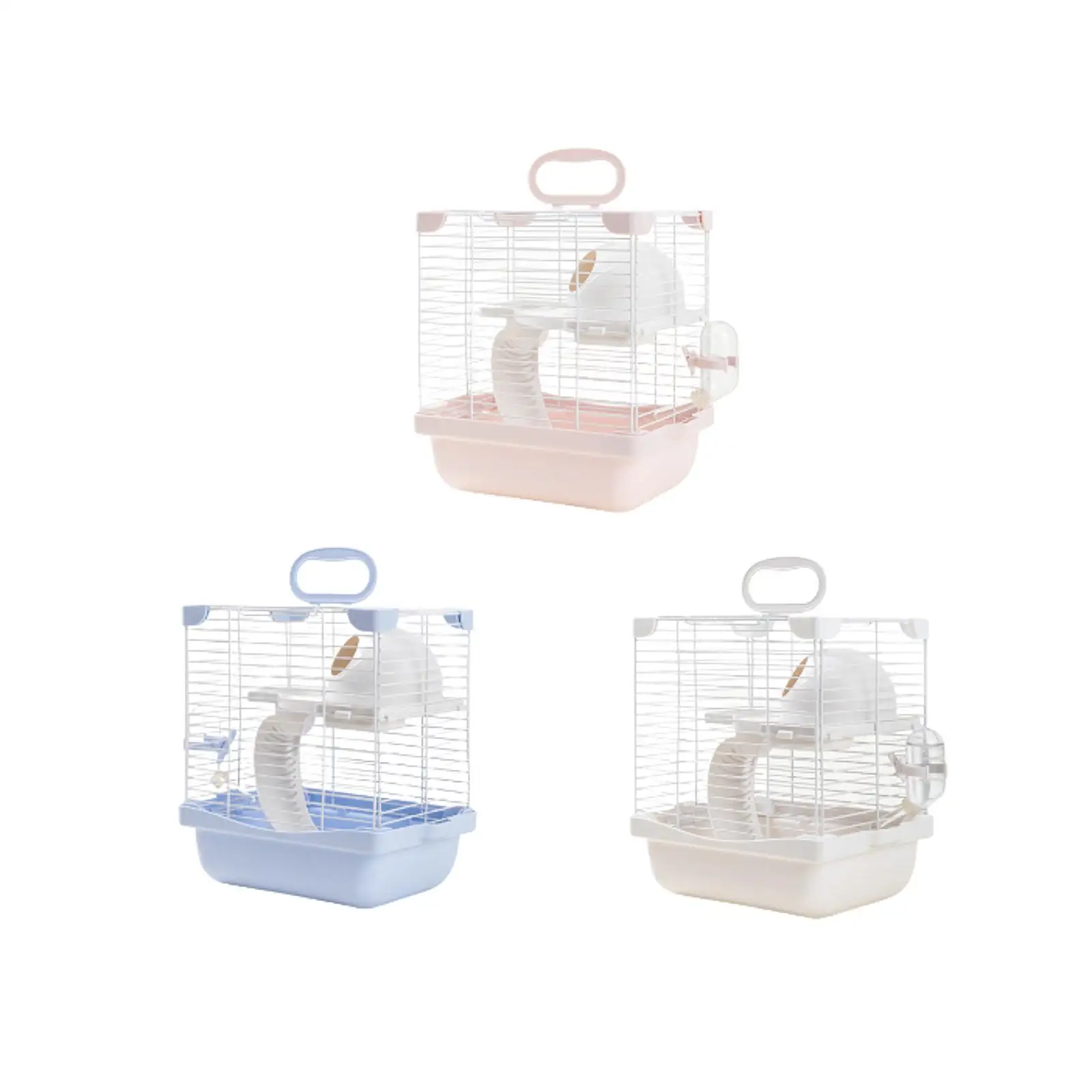 2 Tiers Hamster Cage Enclosure Portable for Mouse Rat with Water Bottle, Food Bowl High Chassis Design Versatile 7.4x9x11inch