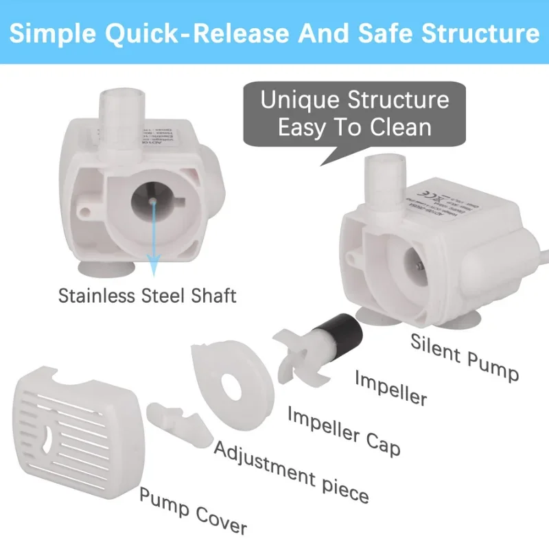 Reemplace el Motor de la bomba de agua para Mini mascotas universales, cuenco para fuente de beber, ajuste de 3 velocidades, previene la quema en seco, accesorios para mascotas - imagen 5