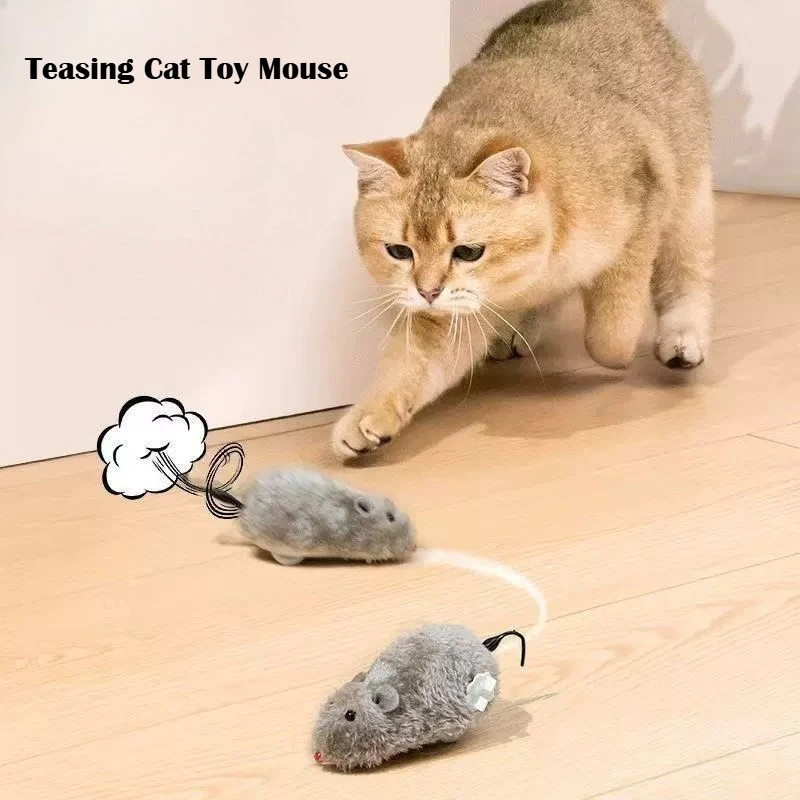 Ratón de peluche interactivo para gatos con cuerda - imagen 4