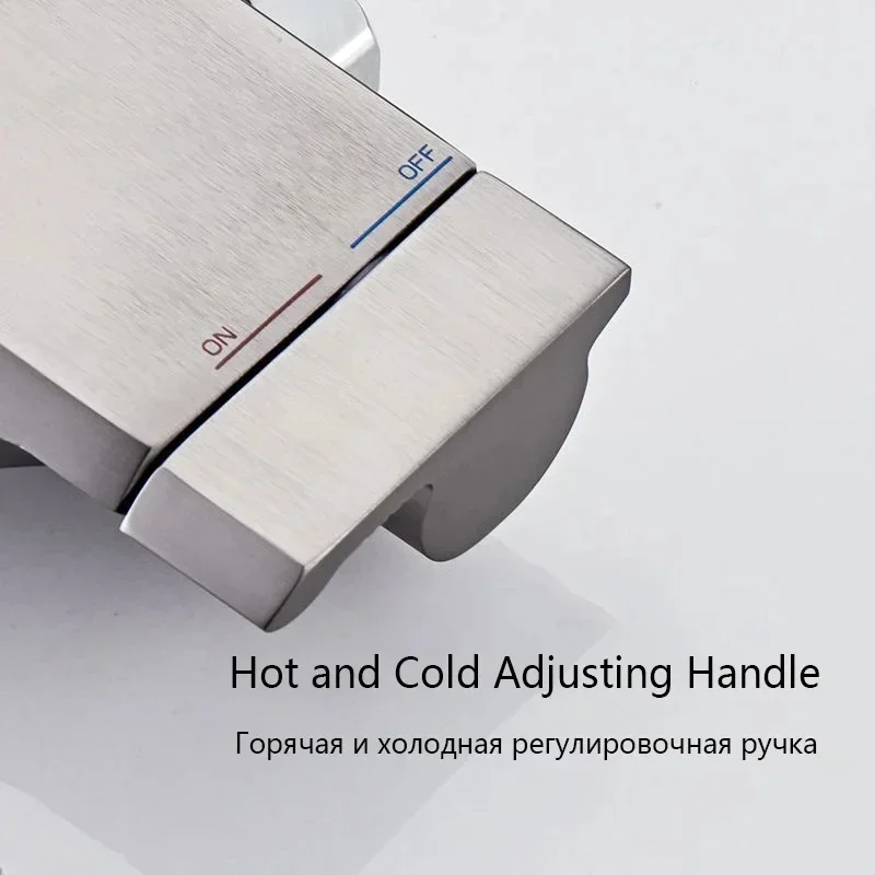 Juego de cabezal de ducha con botón multifunción, portador cuadrado de aluminio espacial, juegos de ducha simples, ducha fría y caliente presurizada para Baño - imagen 4