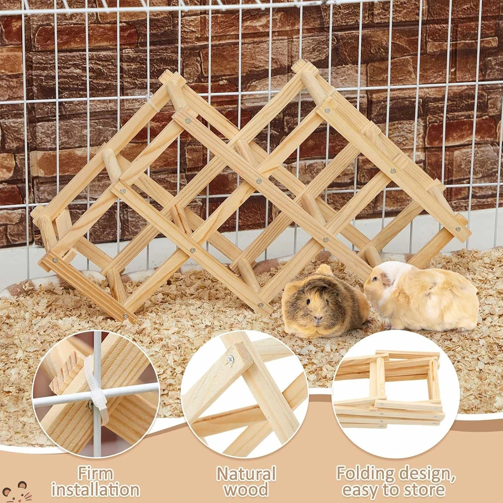 Juguetes de escalada de madera para mascotas, accesorios naturales para jaulas, escalera de escalada, juguete colgante para roedores, hámster en jaula, juego de masticar, 1 ud. - imagen 5