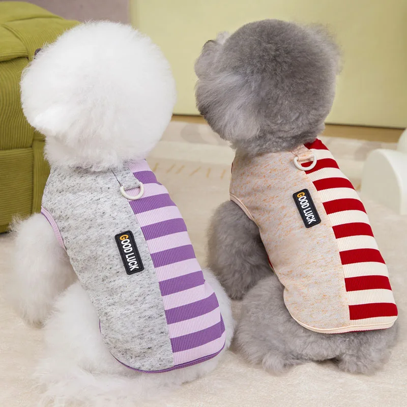 Ropa a rayas para perros, disfraces sin mangas de verano, sudaderas con capucha, camiseta para perros pequeños y medianos, Chihuahua Yorkie, camisa para cachorros, sudadera XXL - imagen 2