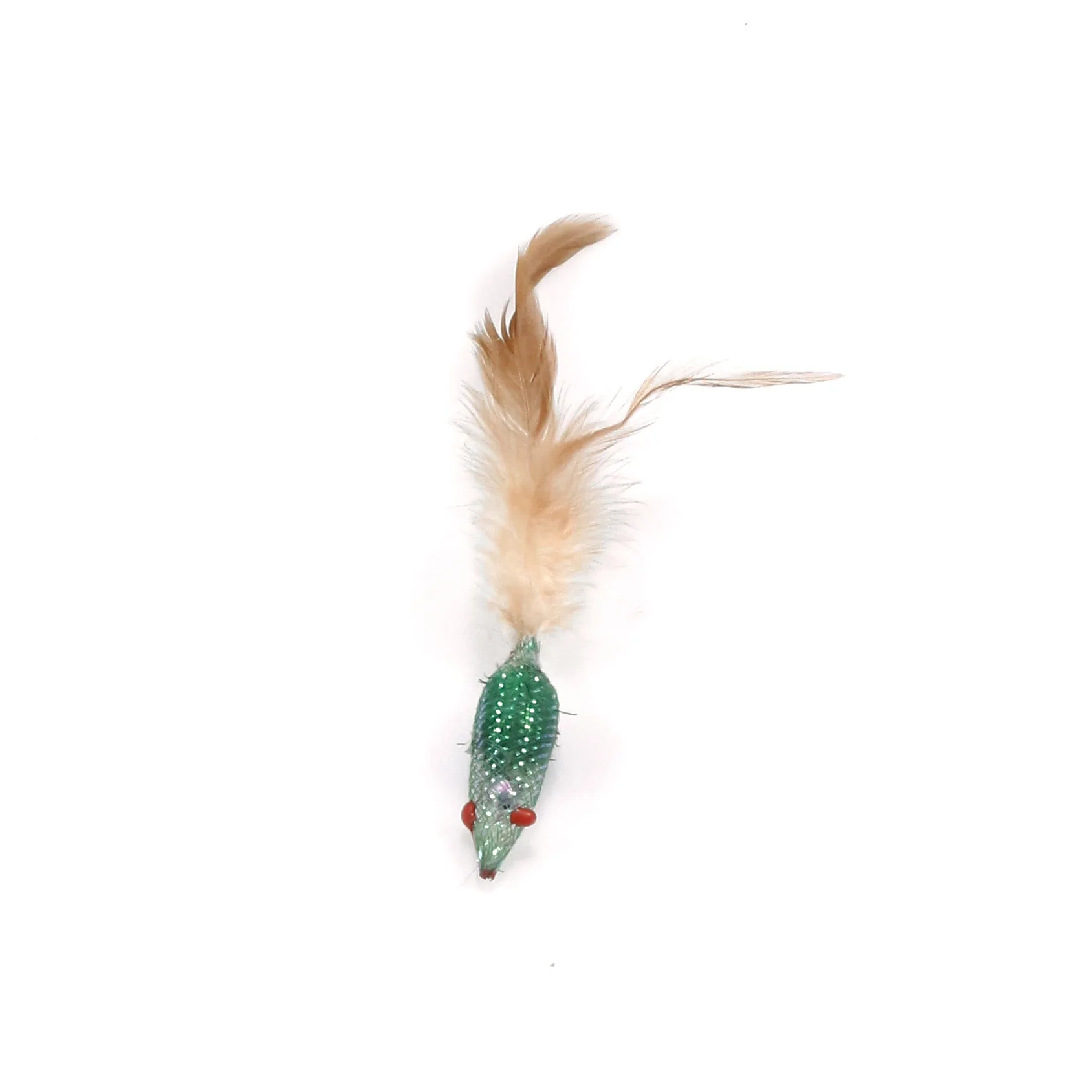 Juguete interactivo de plumas verdes para gatos - imagen 2