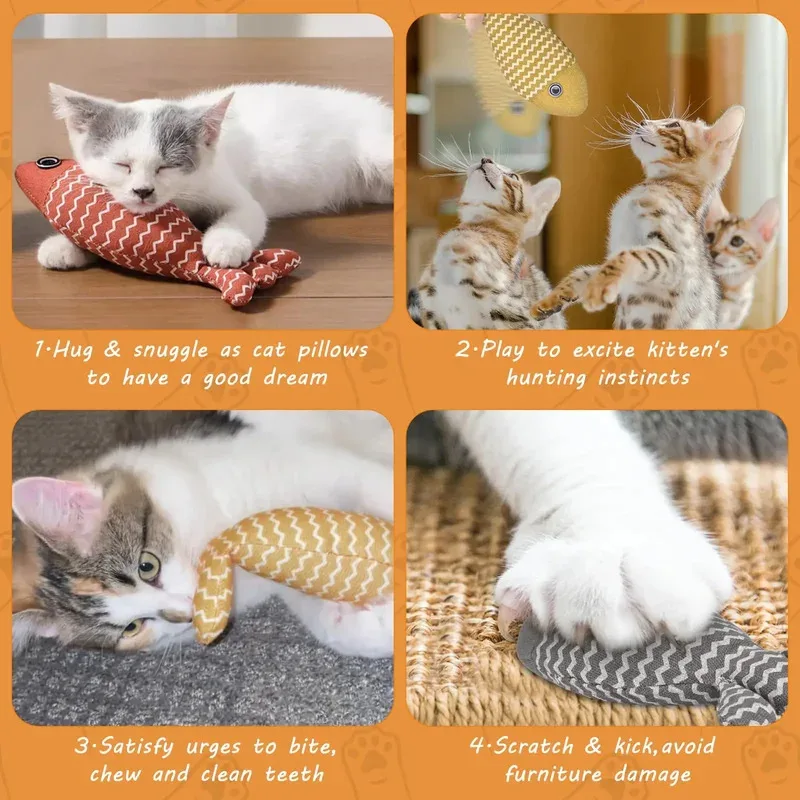 Juguetes para gatos, peces, hierba gatera, juguete interactivo para gatos, juguete para masticar, almohada para gatos, juguetes para gatitos, ejercicio, Kicker, juguetes para gatos de interior, Kit para gatitos - imagen 3