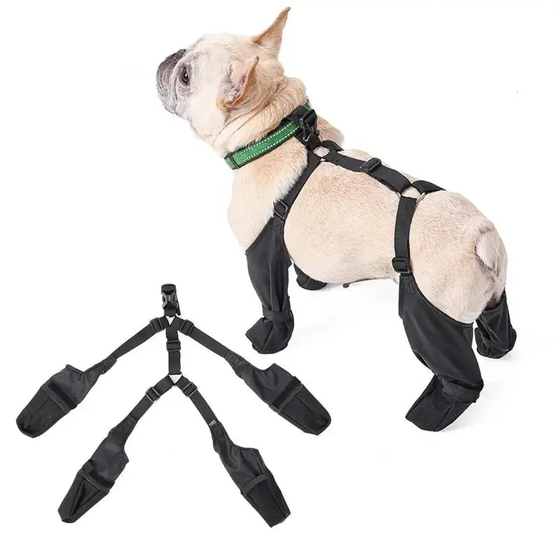 NONOR-botas impermeables ajustables para perro, zapatos transpirables para caminar al aire libre, Bulldog Francés, Protector de patas para mascotas - imagen 4