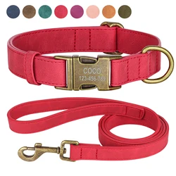 Collar cuero PU personalizado para perro con hebilla grabada