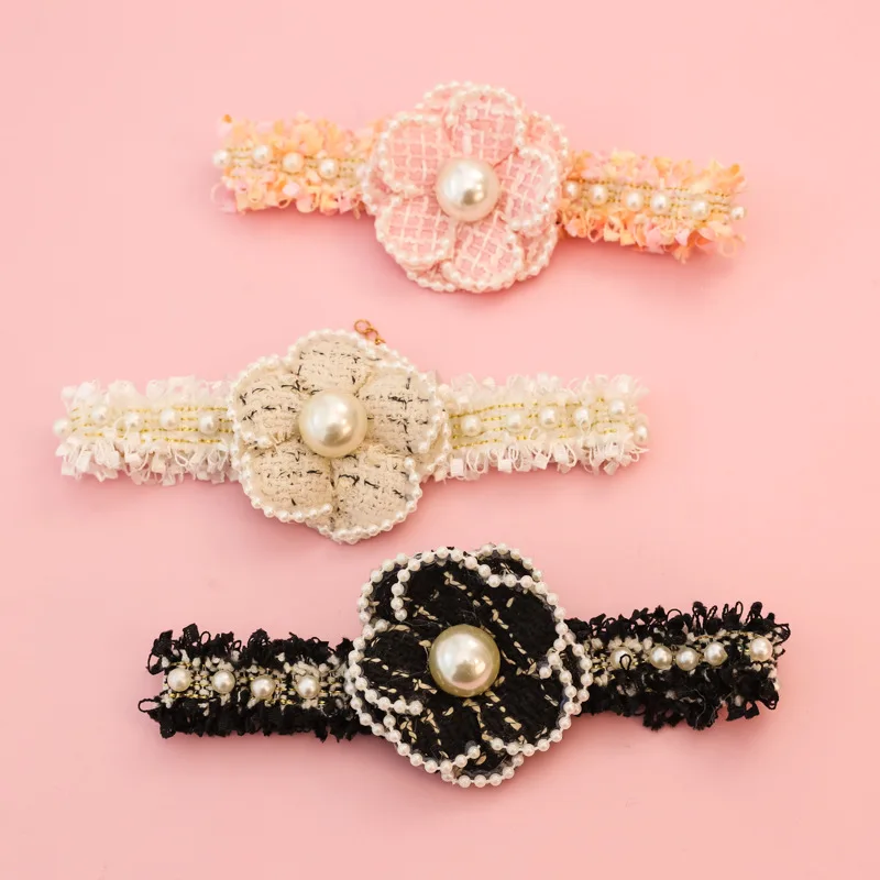 Collar de primavera/verano para mascotas, accesorios para gatitos, Collar de rosas y perlas de flores, accesorios para gatos de princesa para otoño e invierno - imagen 2