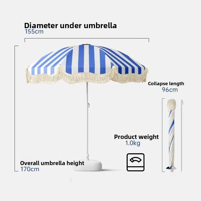 Sombrilla extensible para mascotas con borlas, jardín y playa - imagen 5