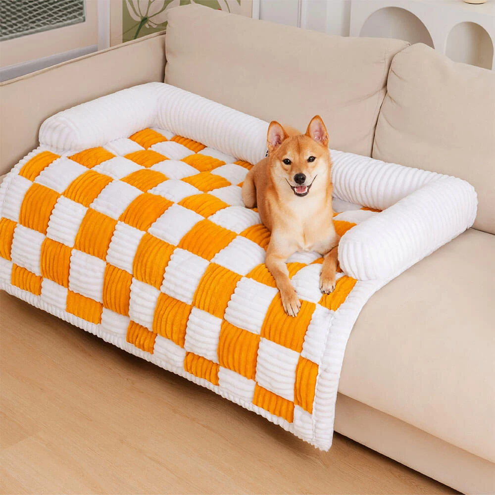 Cama de felpa para perros, sofá para perros grandes, estera para casa de mascotas, camas nido cálidas, perrera, cojín suave para cachorros y gatos, manta larga de felpa, funda para sofá - imagen 3