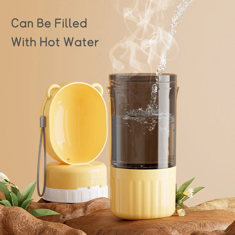 Botella de agua portátil 2 en 1 para perros, contenedor de agua para mascotas con almacenamiento de alimentos, tazón para beber de viaje para mascotas, suministros para perros y gatos - imagen 4