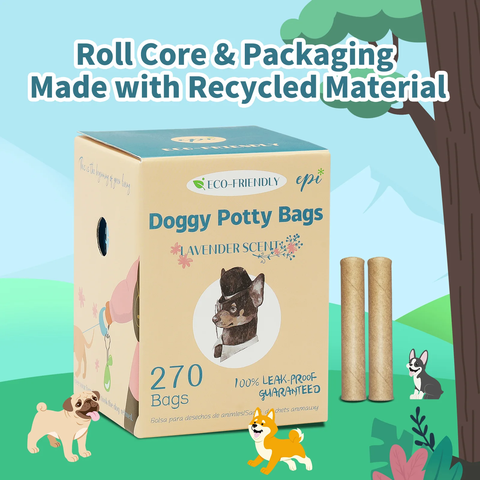 Bolsa de basura grande para excrementos de perro y gato, dispensador de residuos, suministros para limpieza de perros y gatos, 15 bolsas por rollo, nuevo - imagen 2