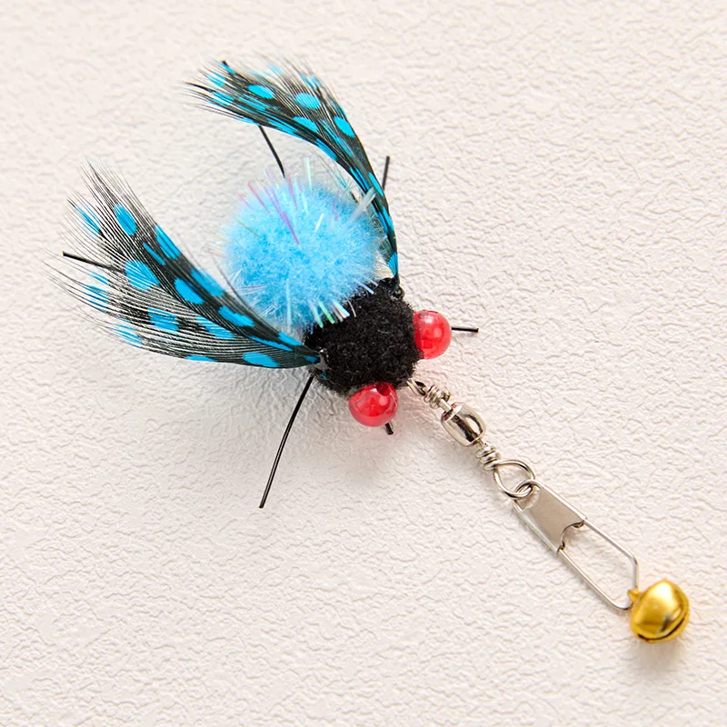 Palo de teaser de gato de insecto simulado, 4 Uds., para cambiar los cabezales, juguete interactivo para gatos, juguete para mascotas con plumas - imagen 4