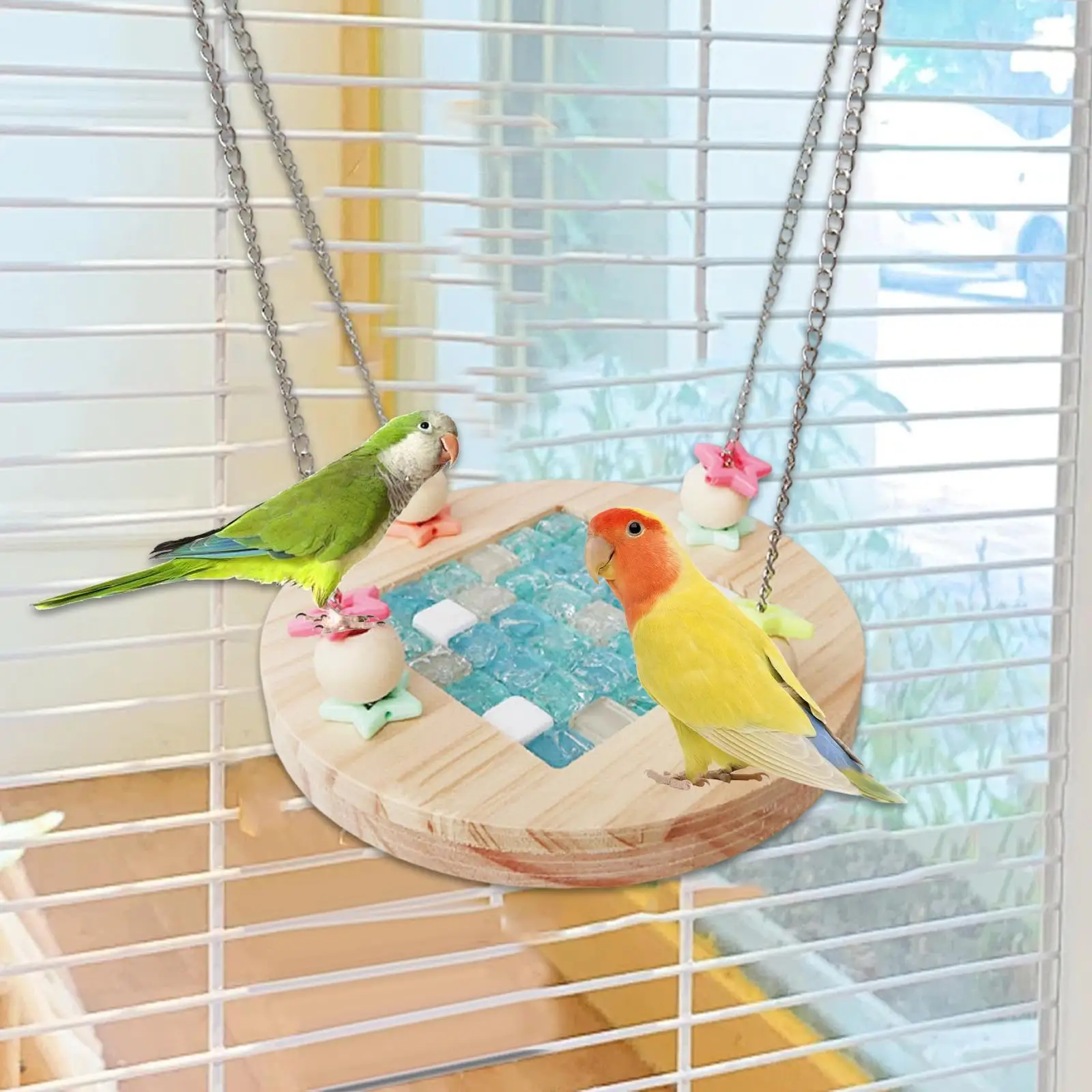 Bird Hammock,Parrot Perch Stand,Wooden,Comfortable Parakeet Bed Nest Hanging Bird Toy for Lovebirds Budgie Cockatiel Conures