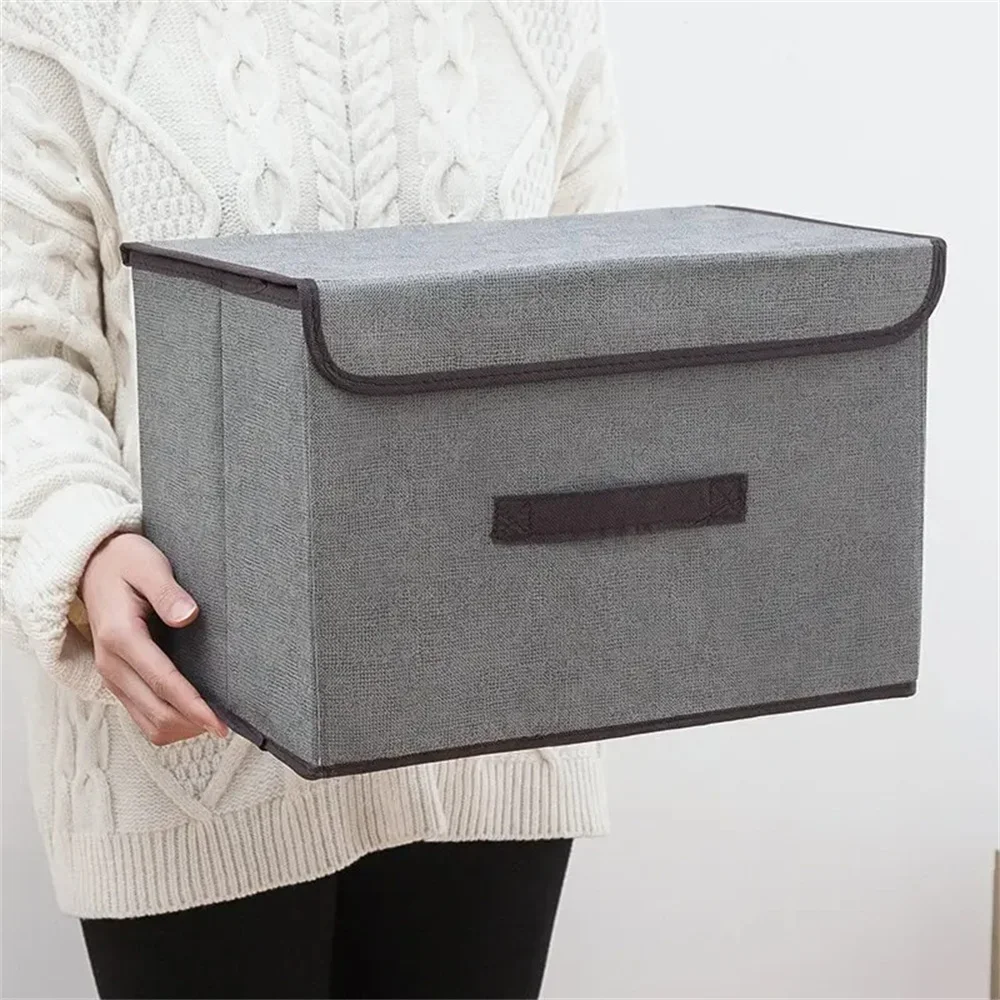 Caja de almacenamiento plegable de tela no tejida, suministros grises para el hogar, ropa interior, calcetines y organizador de almacenamiento de juguetes para niños, cosméticos - imagen 2