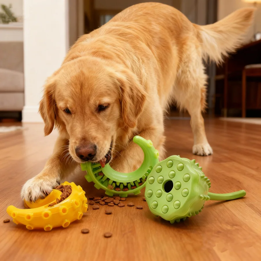 Bola dispensadora de golosinas para perros indestructible, juguete de limpieza de dientes molares resistente a masticar, juguete interactivo para ocultar alimentos - imagen 2