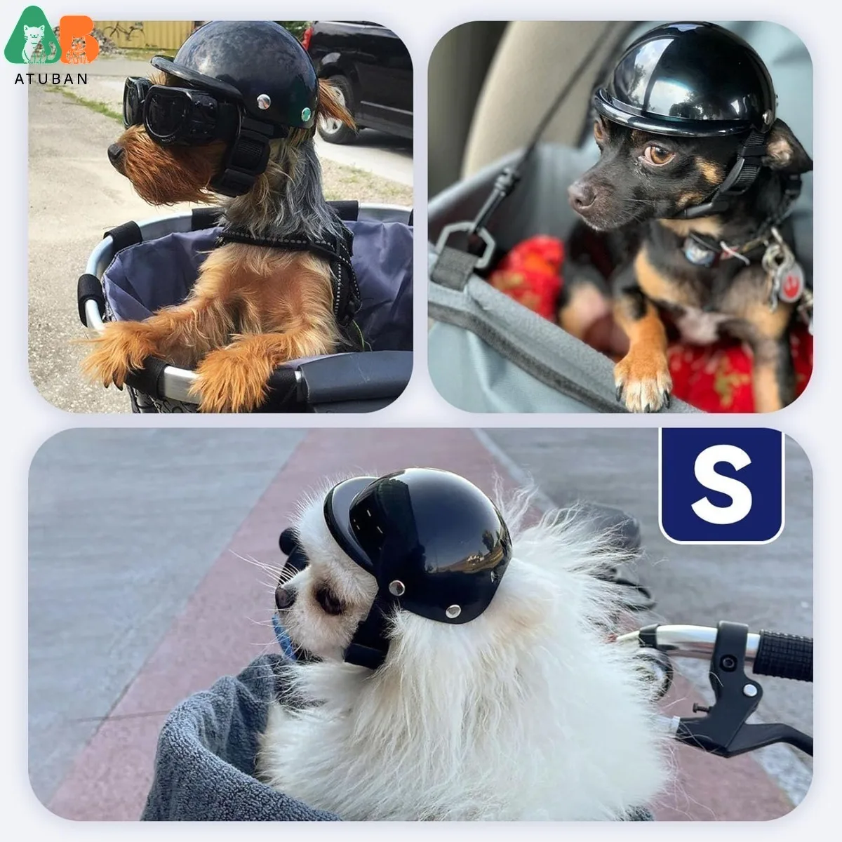 ATUBAN Casco para Perros, Gorro de Seguridad para Motocicleta para Gatos y Perros pequeños Ciclismo, Gorro para Gato DIY, Casco para Perorros Ajustable Sombrero para Mascotas - imagen 5