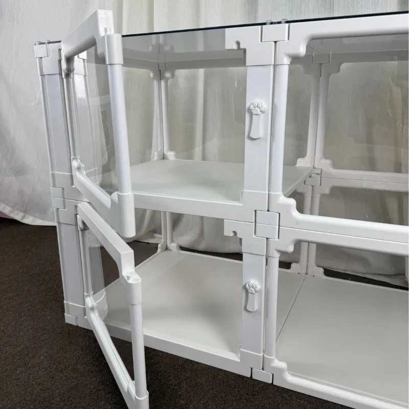 Jaula de valla para mascotas de doble capa para interiores, 40 + 40CM, jaula transparente para perros y gatos, perrera para perros pequeños, jaulas de lujo, suministros de muebles para mascotas - imagen 4