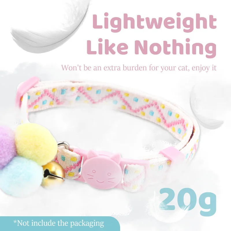 Breakaway-Collar ligero para mascotas, seguridad ajustable, duradero, suave con campana, Bola de felpa para gatitos, gatos, conejos y cachorros - imagen 3