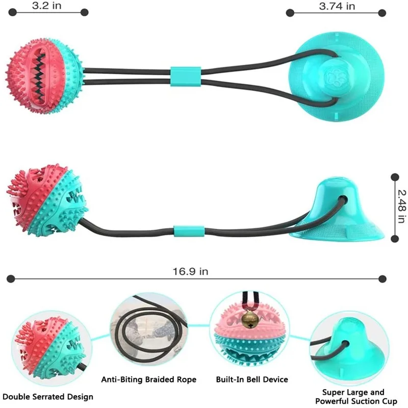 Juguete interactivo para perro de goma con comida a fugas y cuerda - imagen 3