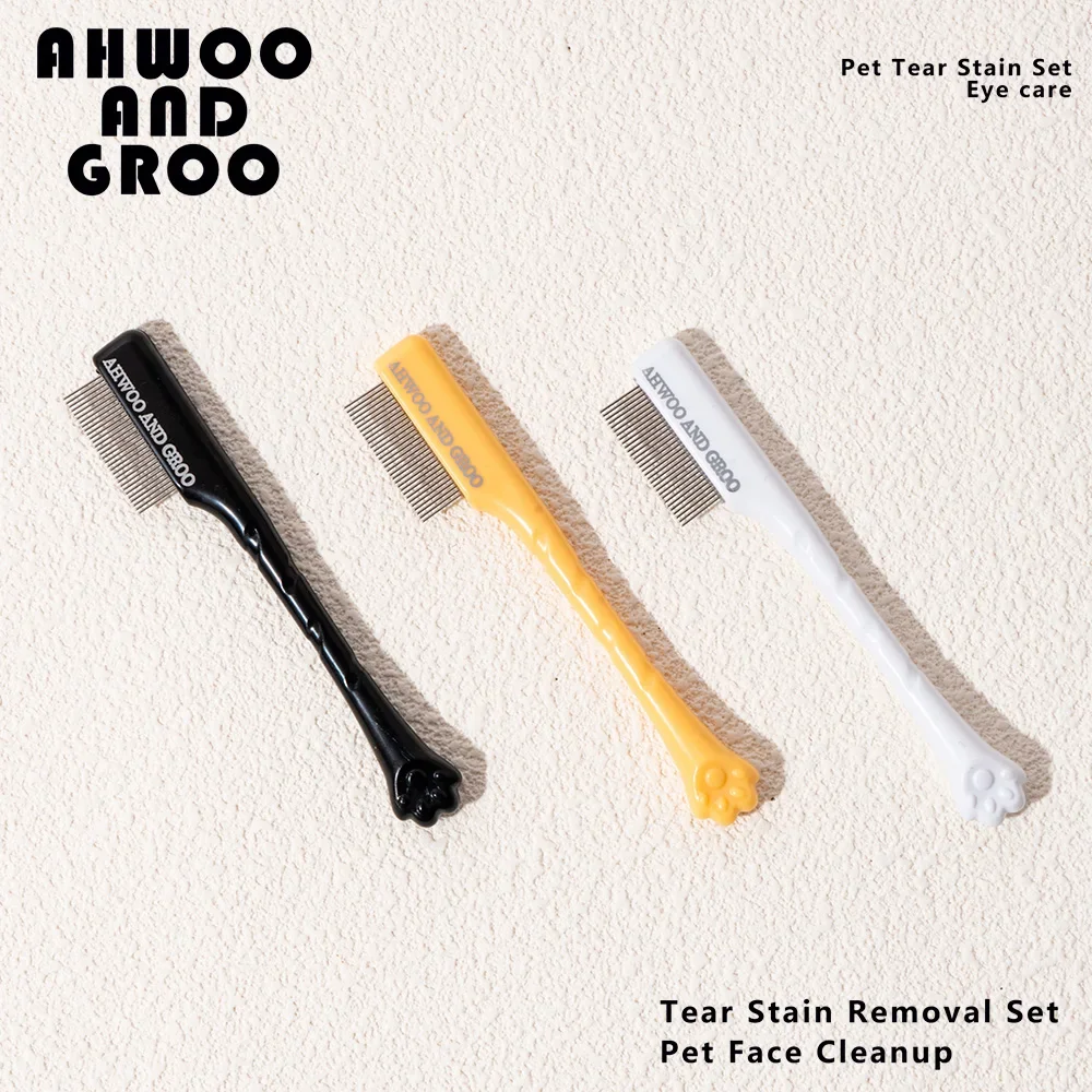 Juego de peine de limpieza Facial para mascotas, elimina las manchas de desgarro, peine para pata de gato, tijeras de reparación de pelo de perro, peine de pelo de gato, suministros de limpieza para mascotas