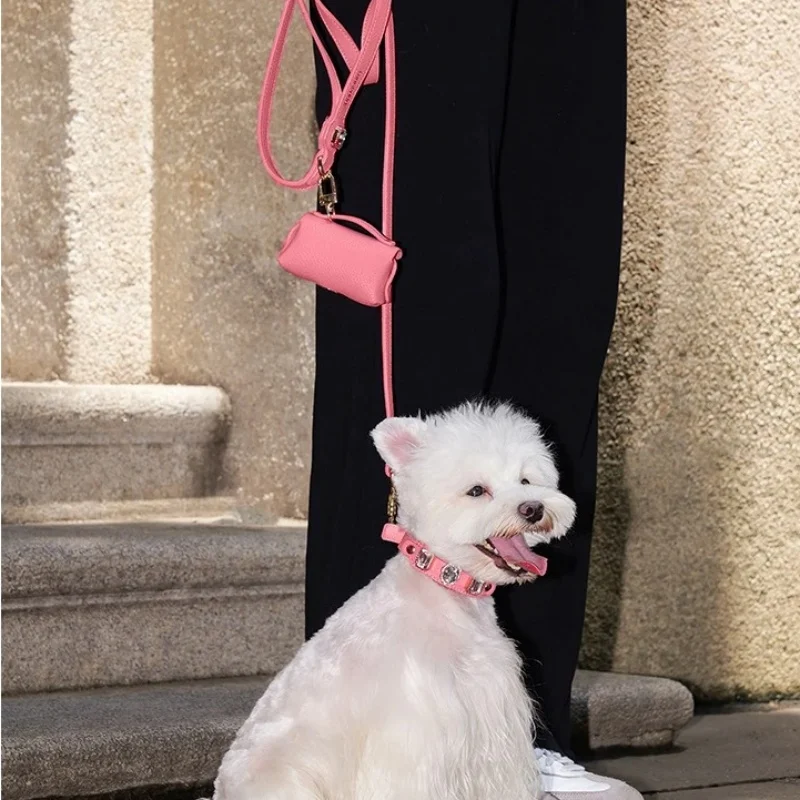 Conjunto collar y correa de lujo para perro con cristales, soporte bolsas - imagen 5
