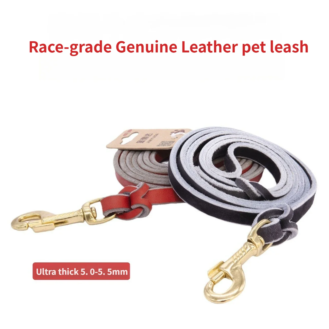 Correa para perro de cuero genuino Extra gruesa de 5,0-5,5mm, correa trenzada hecha a mano para perro, correa para caminar y entrenar al aire libre resistente