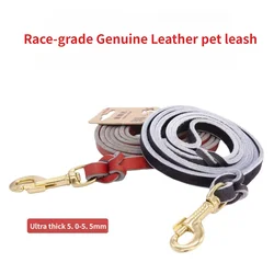 Correa para perro de cuero genuino Extra gruesa de 5,0-5,5mm, correa trenzada hecha a mano para perro, correa para caminar y entrenar al aire libre resistente