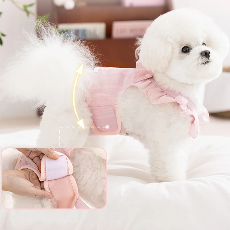 Pantalones cortos rosas para perros y mujeres, tirantes, pantalones fisiológicos para perros, pañales para perros a la moda, ropa interior para mascotas, calzoncillos para perros pequeños y medianos - imagen 4