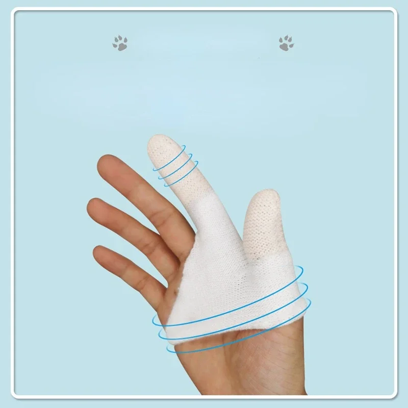 Cepillo de dientes de dos dedos para mascotas, Herramientas de limpieza bucal para perros y gatos, guantes de dientes para cachorros y gatitos, suministros de enfermería - imagen 4