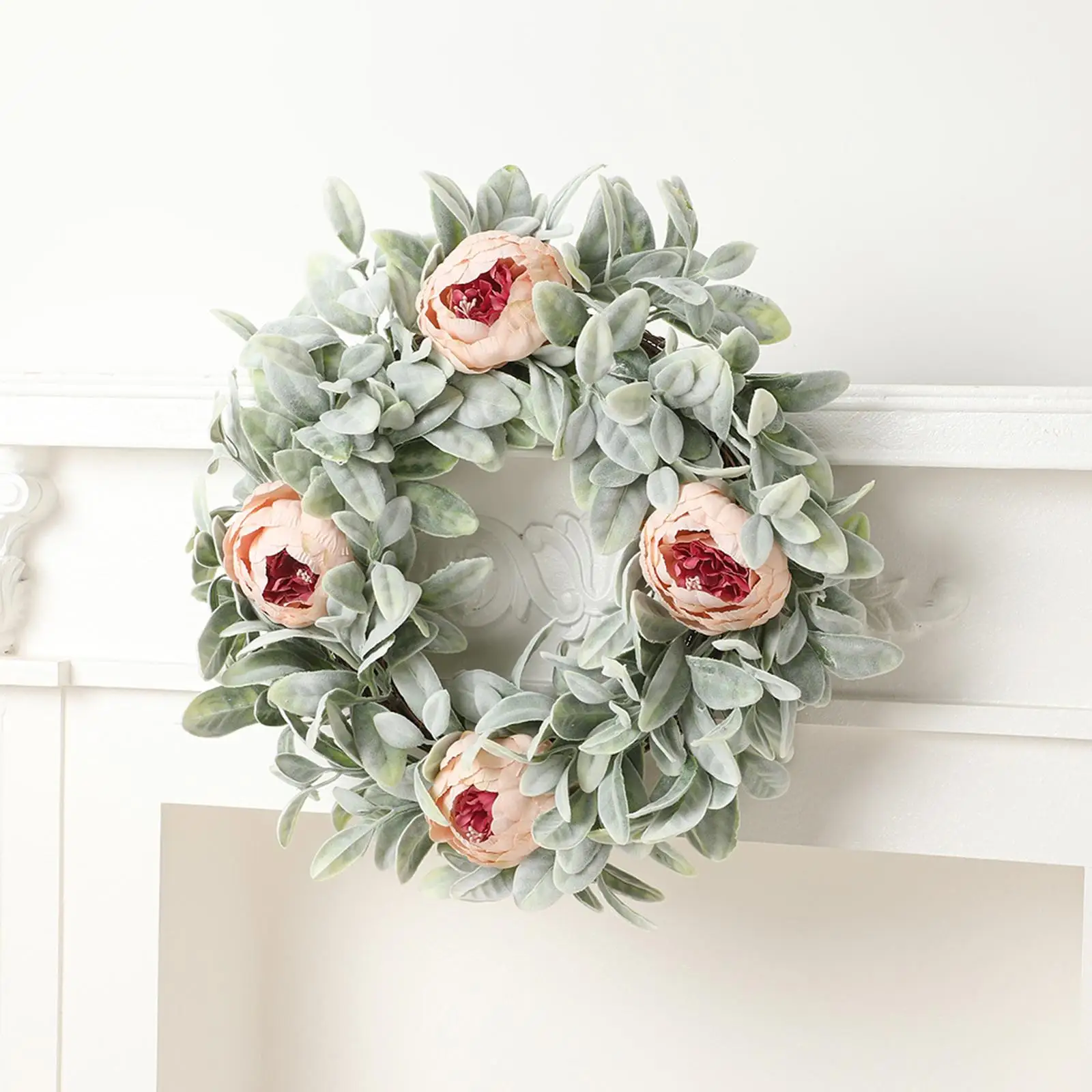 Corona artificial rústica para puerta de entrada, decoración festiva