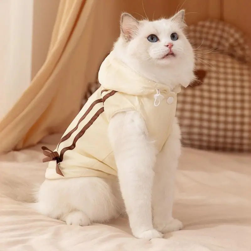 Chaqueta de plumón para perro con lazo bonito, ropa de invierno para perro, abrigo cálido con capucha para cachorro con anillo en D, chaleco para gato a la moda, disfraz para mascota Chihuahua - imagen 2