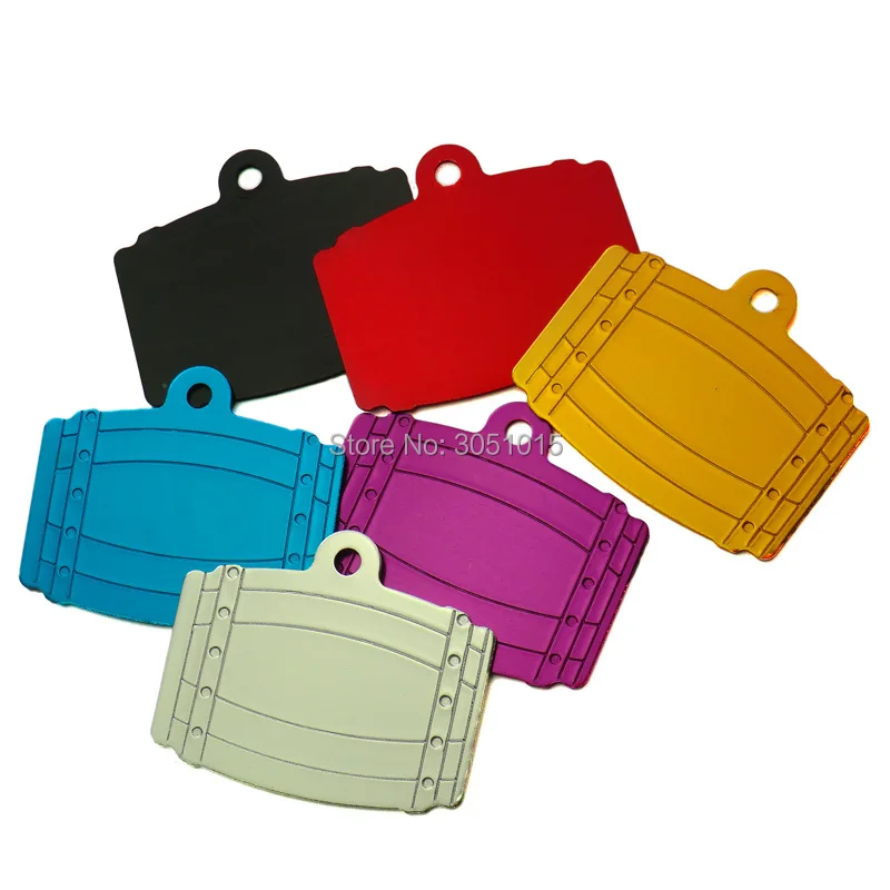 Venta al por mayor, 100 Uds., cubo grande, etiqueta de nombre de perro de aluminio anodizado de doble cara, etiqueta de identificación de mascota grabada personalizada para nombre, placa de identificación Diy - imagen 5