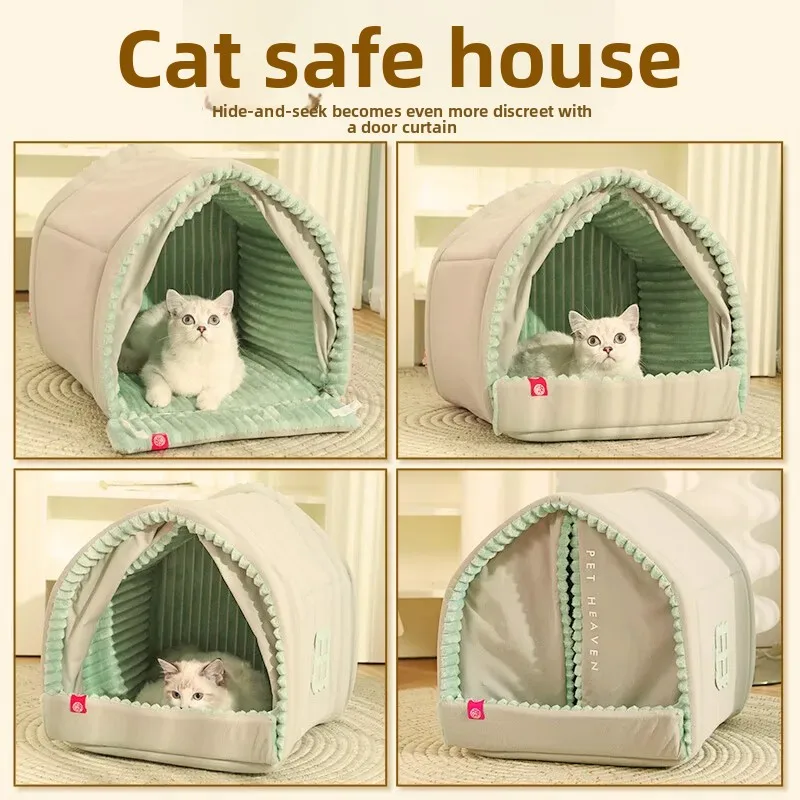 Casa Cálida Cerrada para Perros Pequeños y Gatos – Cueva de Invierno