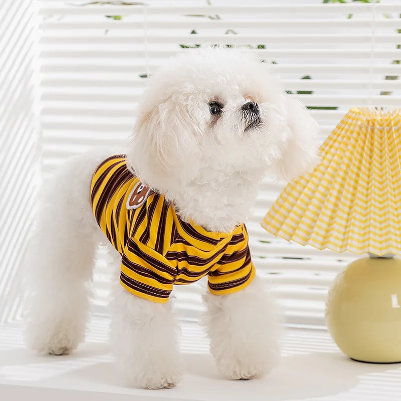 Camisa básica a rayas para otoño/invierno, ropa para el hogar, camiseta a rayas para gatos, ropa para cachorros de dos patas para perros pequeños de peluche - imagen 3