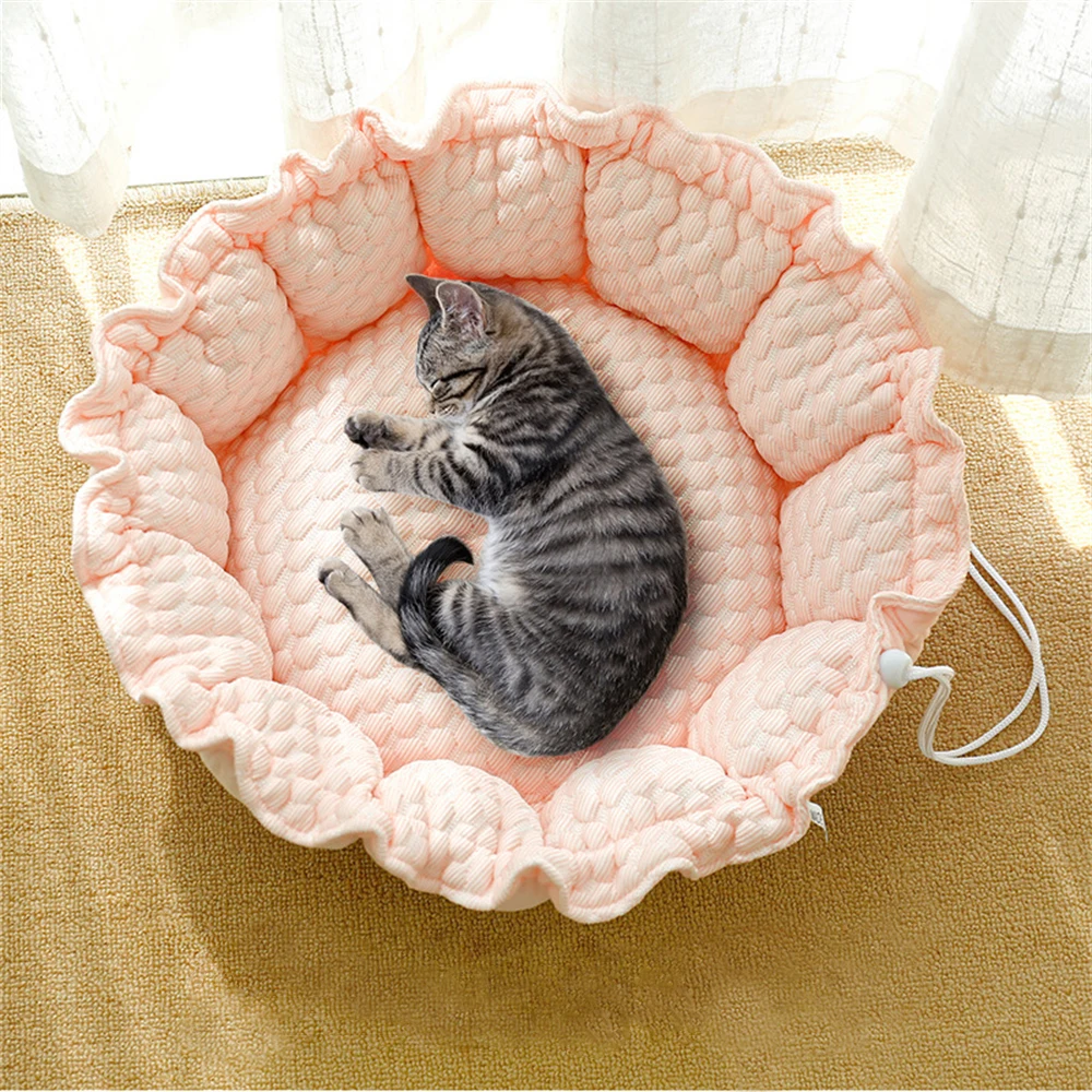 Cama redonda de dos usos para gatos, cojín suave para mascotas, perrera para cachorros, casa de felpa, cesta nido para perros pequeños, colchoneta para dormir, verano e invierno - imagen 2