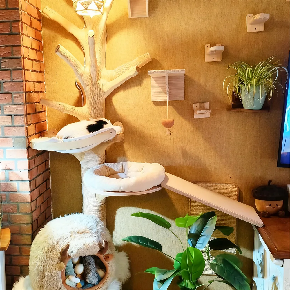 Estante de escalada para gatos en pared con pedales de madera y sisal - imagen 5