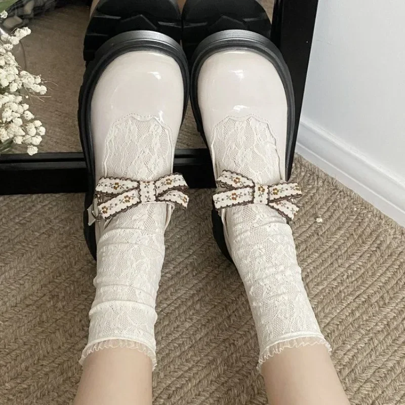 Zapatos de tacón grueso para mujer, punta redonda con lazo, estilo japonés, zapatos de mujer Lolita, zapatos cómodos y elegantes de moda para primavera - imagen 3