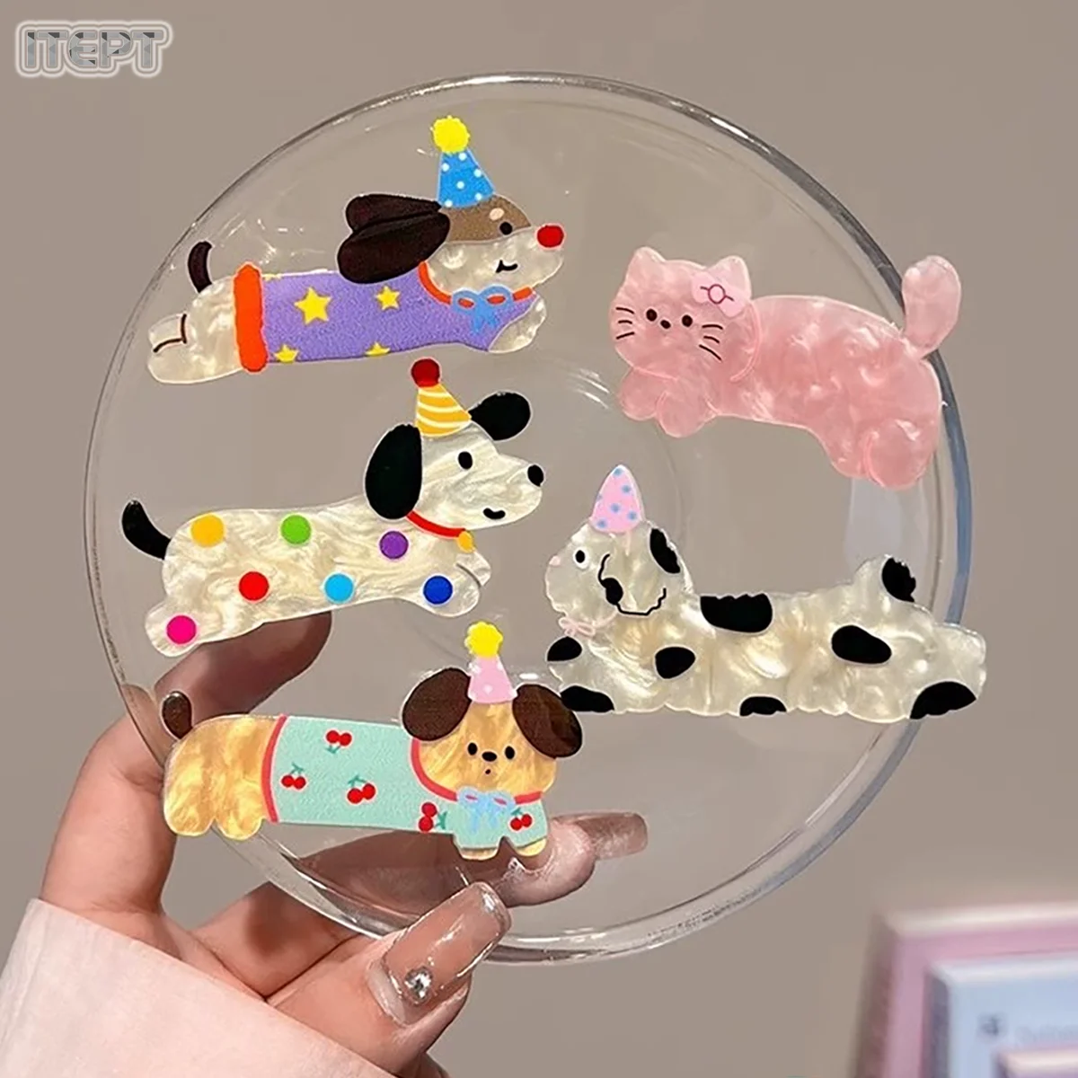 Pinza para el pelo de gato y cachorro de dibujos animados, 5 uds. - imagen 4