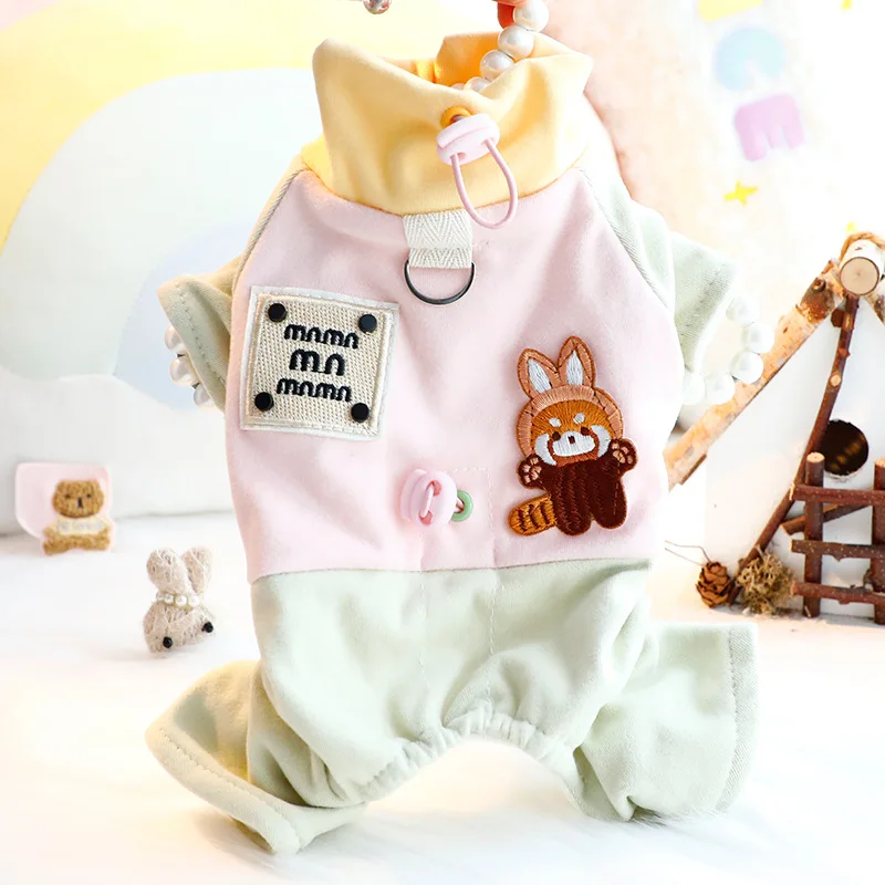 Ropa para perros, ropa de otoño e invierno, ropa gruesa de tracción de cuatro patas, ropa acolchada de algodón, Panda bonito, suministros para perros pequeños