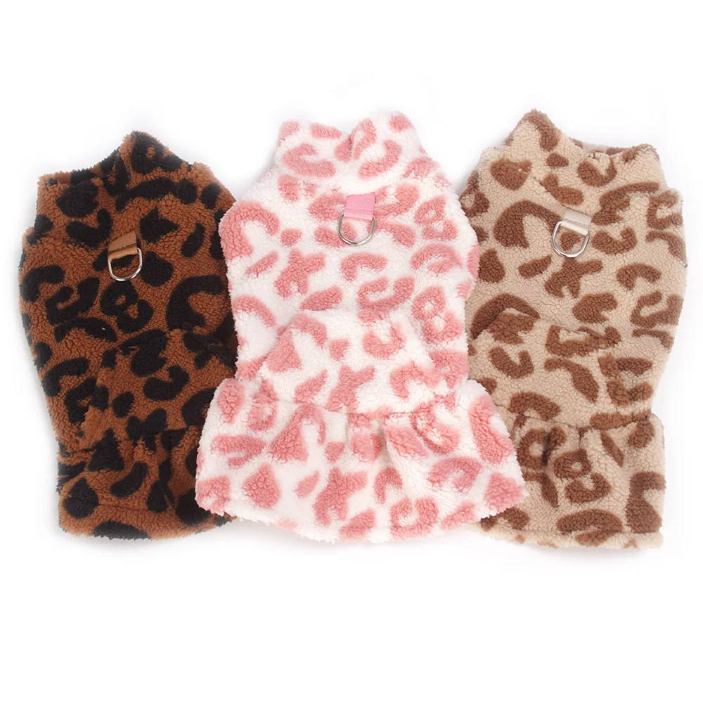 Vestido princesa de invierno para perros con estampado leopardo